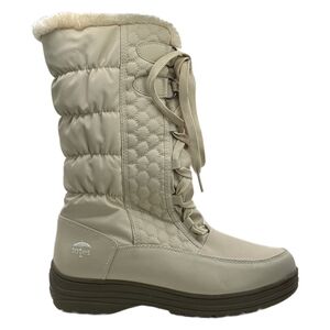 Totes Women's Cream Quilted Winter Boots Size 9
